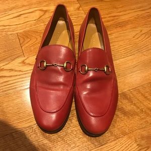 100% authentic Gucci Red Jordaan Loafers Size 40.5